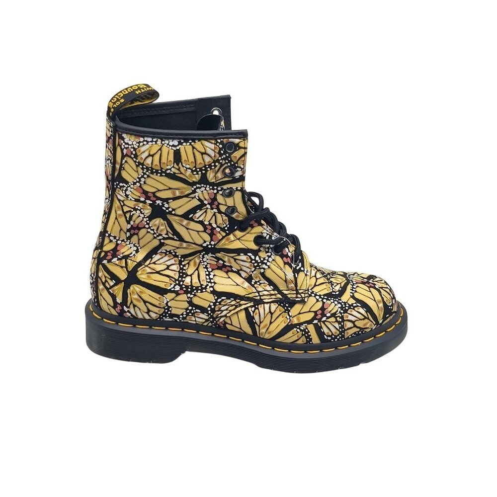 Dr.‎ Martens 1460 W Women 7 Monarch Butterfly Yellow Black Lace Up Boots
